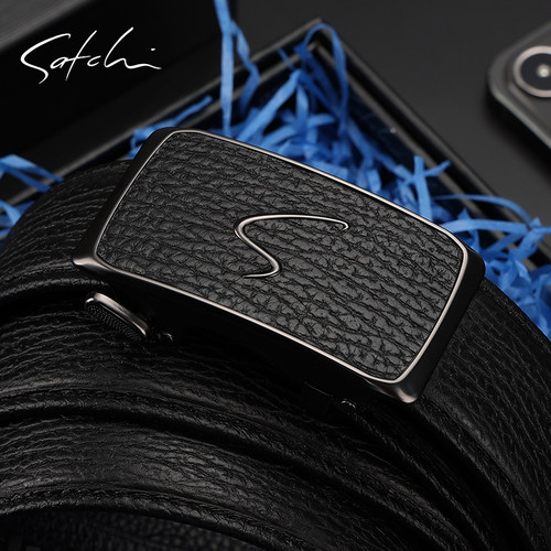 沙驰男士真皮腰带头层牛皮2026新款高档正品内穿自动扣皮带