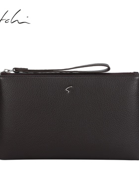 Satchi/沙驰新款男士手拿包真皮信封包商务休闲鹿皮大容量手包