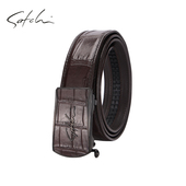 带高端鳄鱼皮自动钢扣正品 沙驰皮带男士 真皮商务裤 腰带送礼