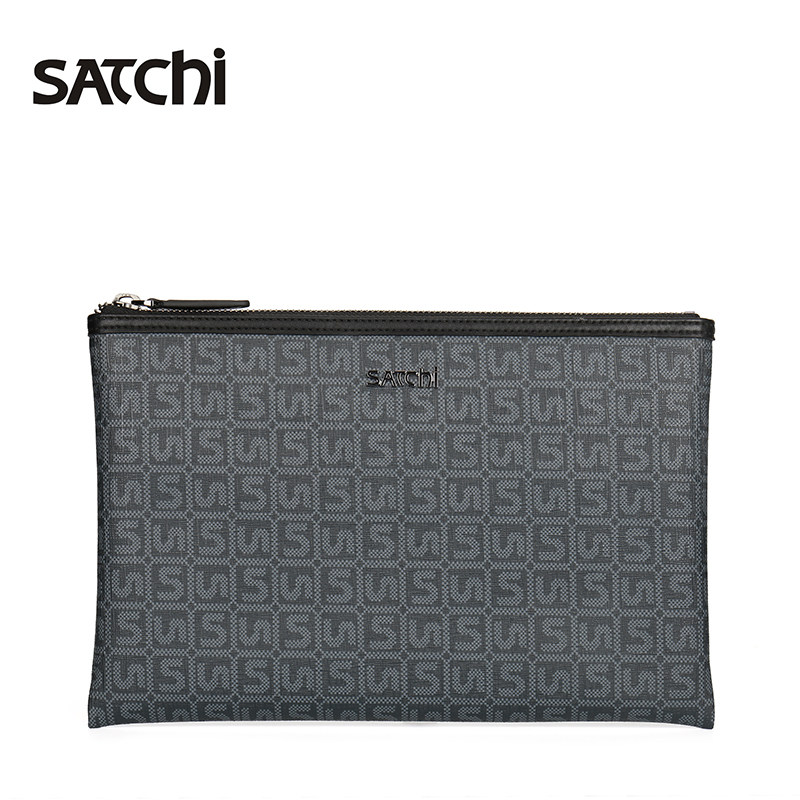 沙驰男包真皮时尚经典印花信封包休闲简约青年大容量手抓包手拿包