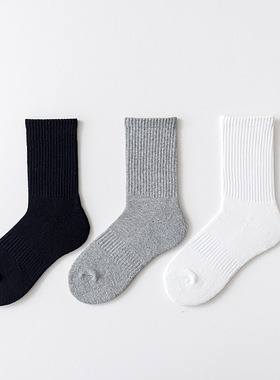 【毛巾底】袜子冬季加厚纯色中筒袜白色运动毛圈袜保暖运动袜男袜