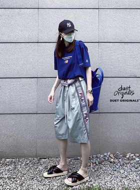 duet originals 原创 拖延症系列宝蓝色男女休闲圆领全棉短袖T恤