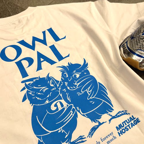 2026duet原创 owl pal正面口袋男女休闲圆领全棉T恤
