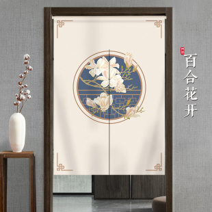玄关客厅卫生间卧室中式 门帘隔断帘高级感半截式 免打孔帘子遮挡帘