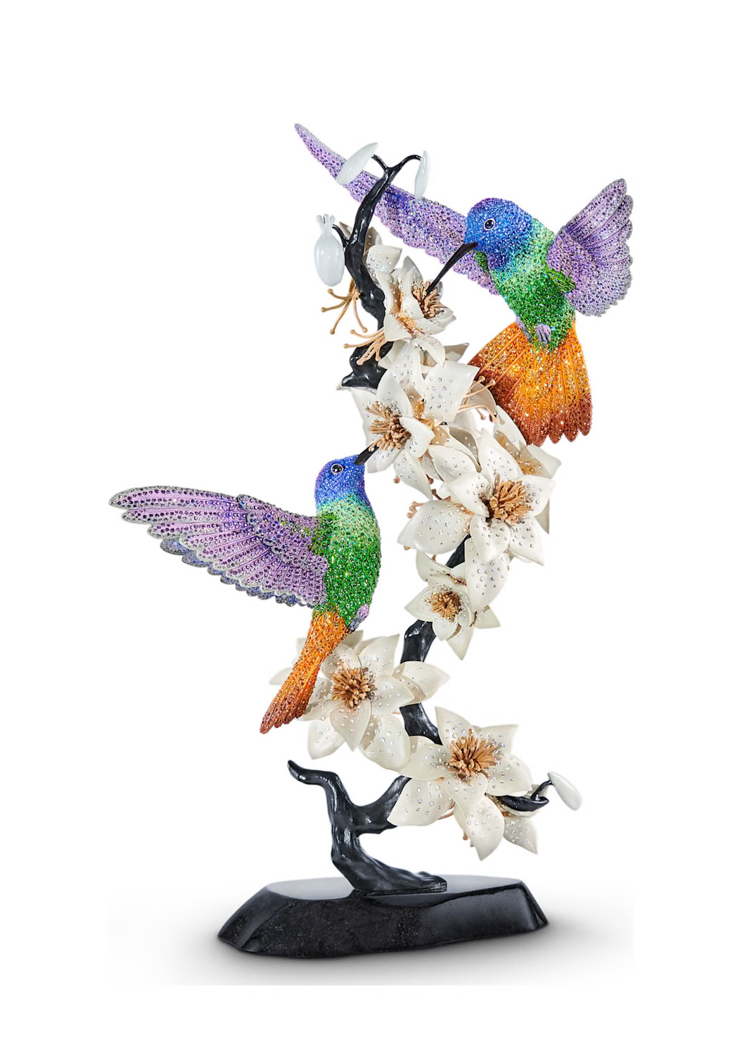 全新正品 水晶限量发售namida色彩蜂鸟花朵家居摆件5492061