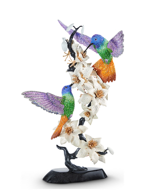 全新正品 水晶限量发售namida色彩蜂鸟花朵家居摆件5492061