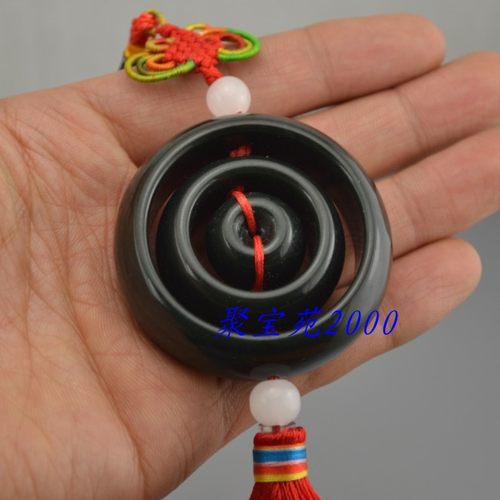 和田玉车挂青玉平安扣挂件