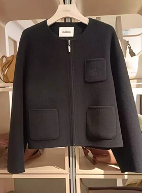 现货速发~indicia标记F2D4DY665C羊毛小香风短外套短款大衣25冬