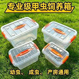 甲虫饲养箱独角仙锹甲专业爬虫箱兜虫可透气饲养盒幼虫产房爬宠箱