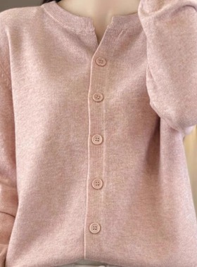 简约气质纯色基础款正肩百搭长袖针织衫开衫外套针织圆领毛衣外搭