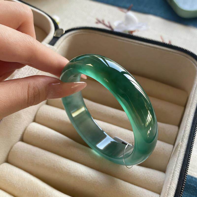 “玉婉藏思”缅甸翡翠玉手镯子冰种老坑翡翠真玉手镯子处理