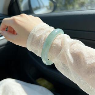 “凝香漫腕”缅甸翡翠手镯女款高冰种飘花真玉镯子珠宝首饰处理