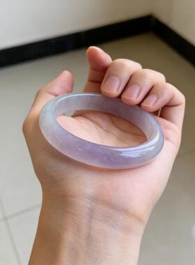 “琼波凝翠”玉手镯女真货缅甸冰糯种半山水翡翠手镯送礼处理