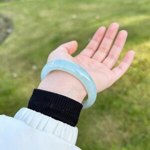 “琼渊凝露”高端缅甸翡翠手镯玉镯子飘花送女朋友礼物处理