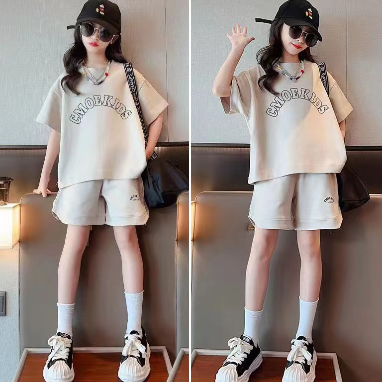 女童套装夏季洋气运动2025款女大童网红时髦短袖两件套潮儿童夏装