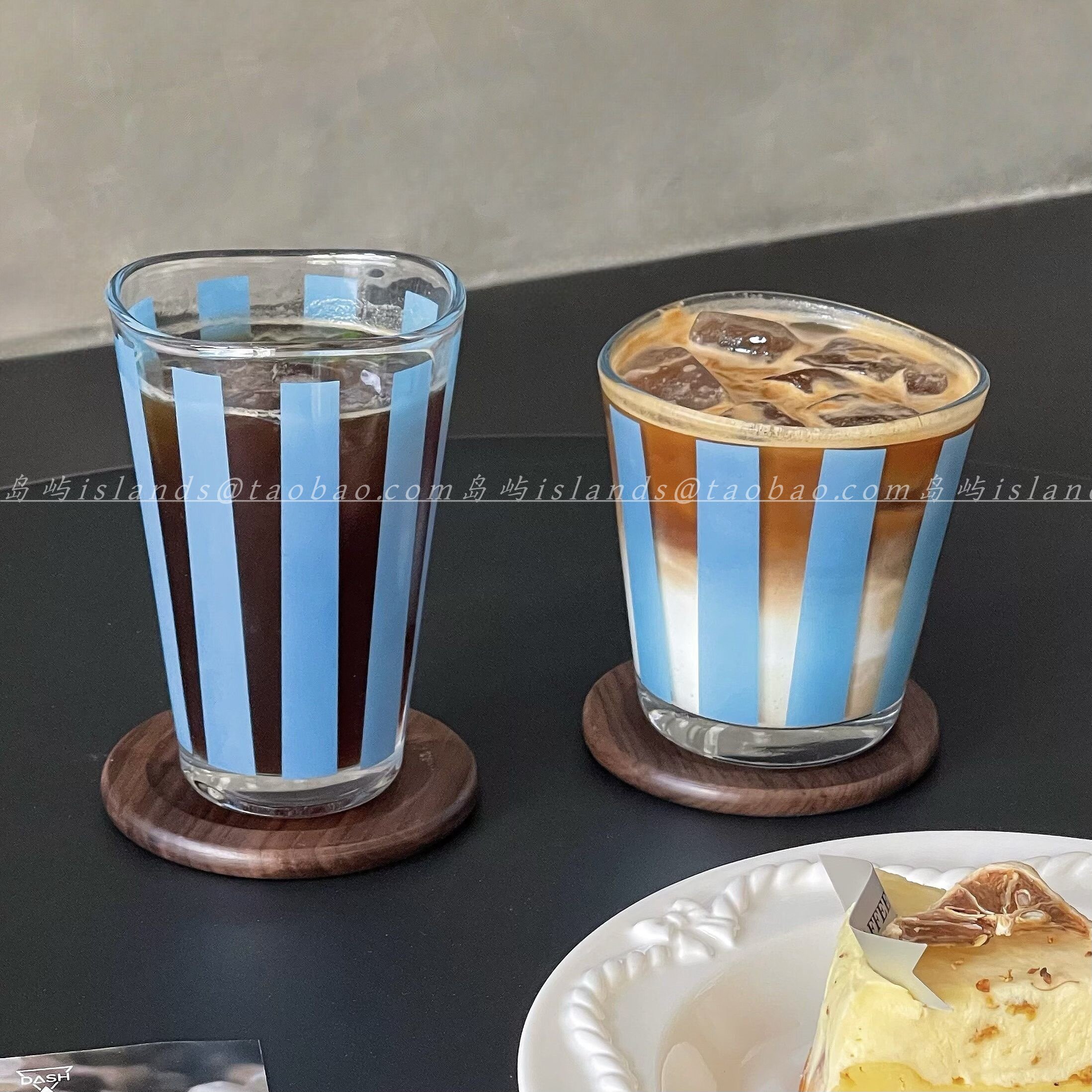 简约治愈蓝色条纹不规则杯