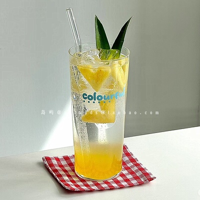 韩式夏天限定蓝色字母款气泡水杯