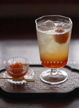 法式八角锤目纹红酒杯