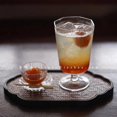 法式八角锤目纹红酒杯