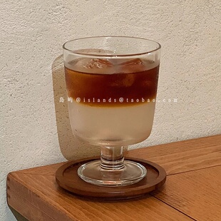 简约ins风咖啡杯冷饮果汁杯高脚杯玻璃杯高级感下午茶特调果茶杯