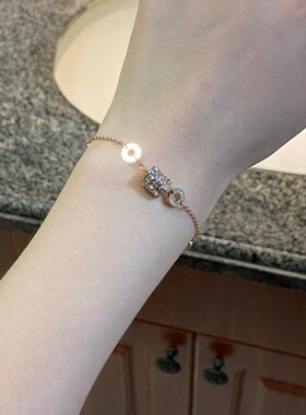 镶钻小蛮腰经典手链可水洗钛钢