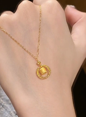 复古鎏金铃兰花铃铛项链微镶锆石宫廷风优雅气质轻奢小众锁骨链