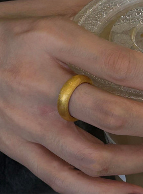 老款不过时经典爆款法式复古宽边拉丝素圈戒指女高级感轻奢食指戒