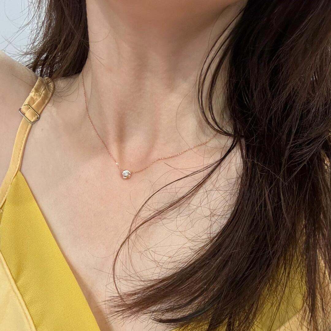 超闪!日式18K包金鼻屎仿真钻石项链赵露思同款单钻叠戴锁骨链ins
