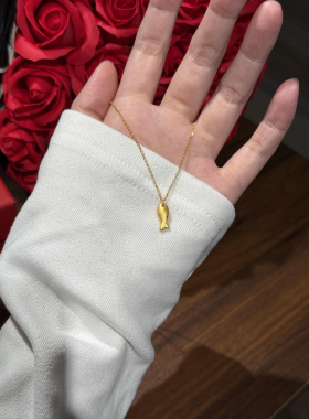 年年有鱼磨砂金色仿真金项链福气新年高级感气质品味质感毛衣链