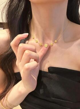 向阳雏菊金色锁骨链简约温柔风通勤项链日常百搭显白送礼不掉色