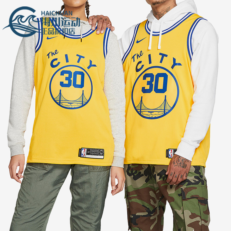 Nike/耐克正品库里勇士队30号男子篮球运动球衣BQ8109-729