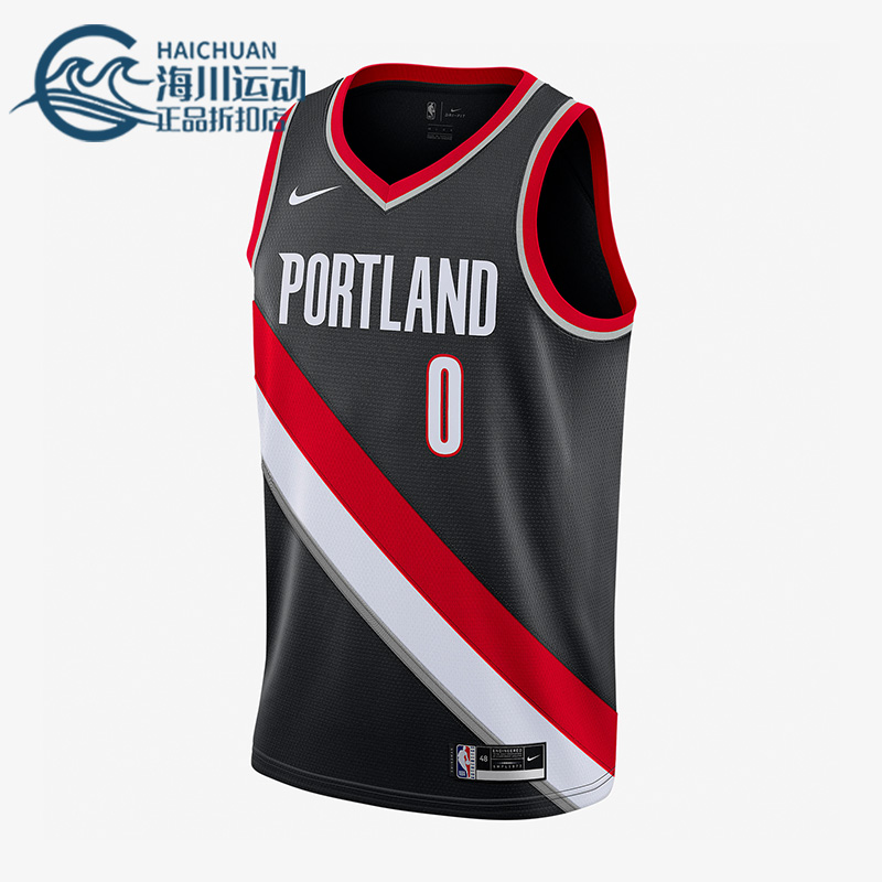 Nike/耐克正品利拉德开拓者队0号男子篮球运动球衣CW3680-010