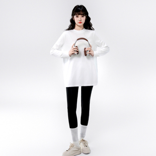 搭配鲨鱼裤的上衣小众高级感遮臀宽松全棉漂亮内搭打底长袖女t恤