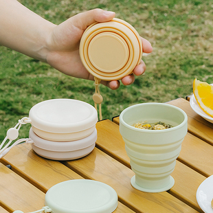 旅行便携折叠水杯便携式 户外露营旅行漱口杯食品级硅胶可伸缩压缩