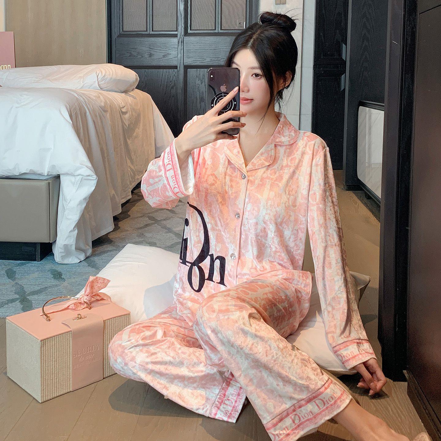 金丝绒睡衣女2025新款春秋冬睡衣/家居服套装