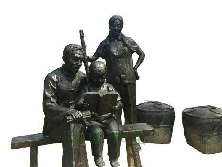 农村读书小孩雕像民俗仿铜定制