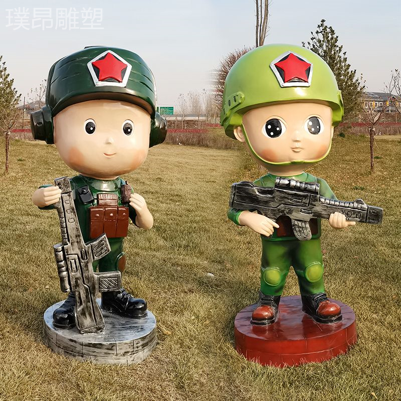 公园卡通国防雕塑人防主题摆件特种兵军事特警大兵警察雕像ip定做