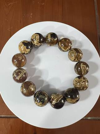 【莓莓珠宝】天然缅甸琥珀妖花溶洞18mm洞手串