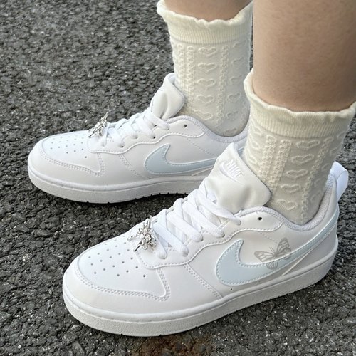 【定制球鞋】 Nike Court Borough蓝银蝴蝶  手绘 耐磨 低帮 板鞋