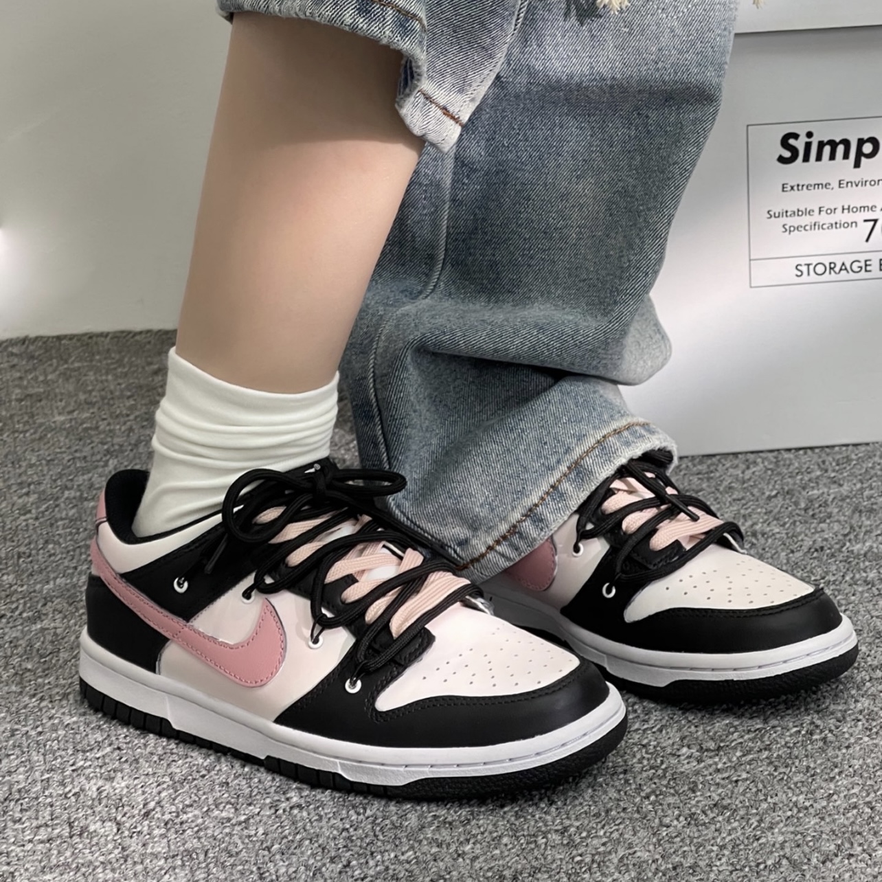 【定制球鞋】 Nike Dunk Black 东京树莓 自由风低帮板鞋 GS 黑粉