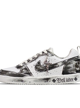 【定制球鞋】NikeCourtBorough暗影十字架复古做旧低帮板鞋838937