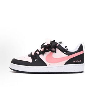 【定制球鞋】Nike Court Borough黑粉七蝴蝶结少女低帮板鞋DV5456