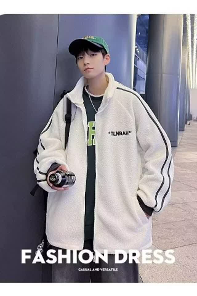 温柔风冬装高街时尚潮流羊羔绒加厚保暖奶fufu好看的情侣外套男女,男装棉衣,星座208-1