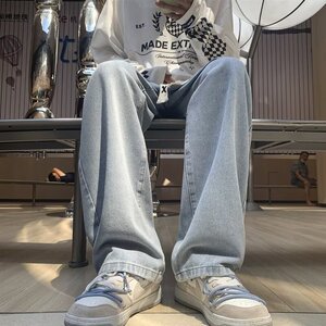 阔腿牛仔裤男款宽松秋季潮牌直筒美式高街松紧腰复古长裤子278P40图片