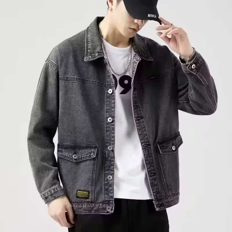男士春秋季新款时尚潮流男生潮牌休闲夹克牛仔上衣工装外套G21P55图片
