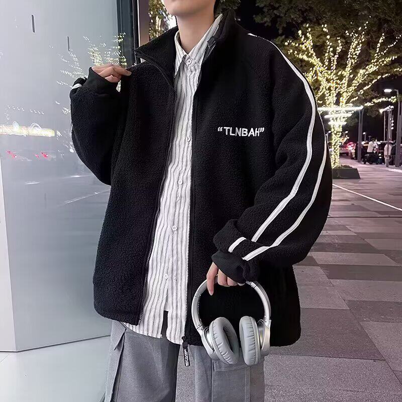 温柔风冬装高街时尚潮流羊羔绒加厚保暖奶fufu好看的情侣外套男女,男装棉衣,星座208-1