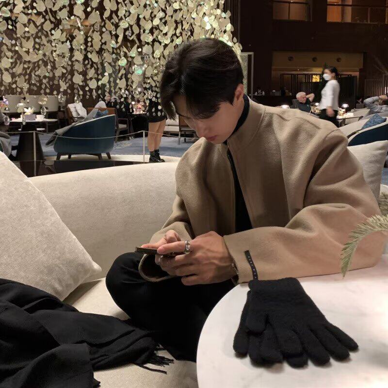 美式复古高级感毛呢夹克外套男士秋冬款潮牌痞帅休闲衣服C418P75,男装夹克,星座208-1