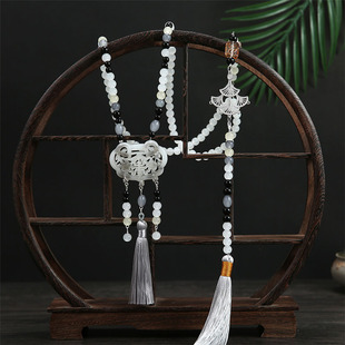 马面裙配饰璎珞项链流苏搭配国风古风汉服黑色明制背云珍珠新中式