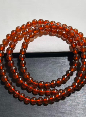 3圈石榴石手串洒红色石榴石橙红石榴石多圈女款紫牙乌石榴石手链