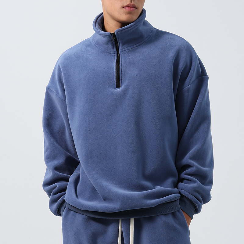运动卫衣男立领摇粒绒打底衫美式